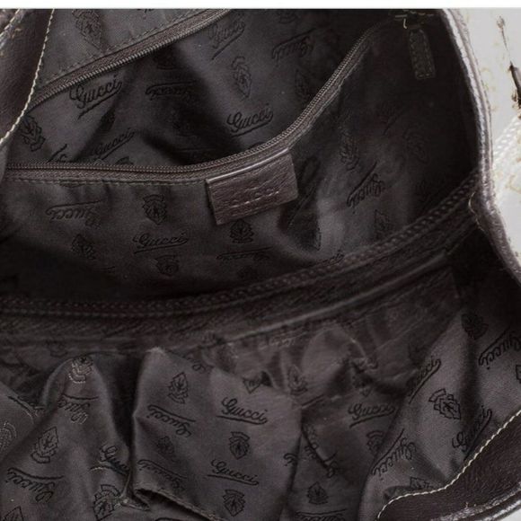 Authentic Gucci Tribeca Tassel Satchel Handbag- Brown/Dark Leather BrownCanvas- - Picture 3 of 4